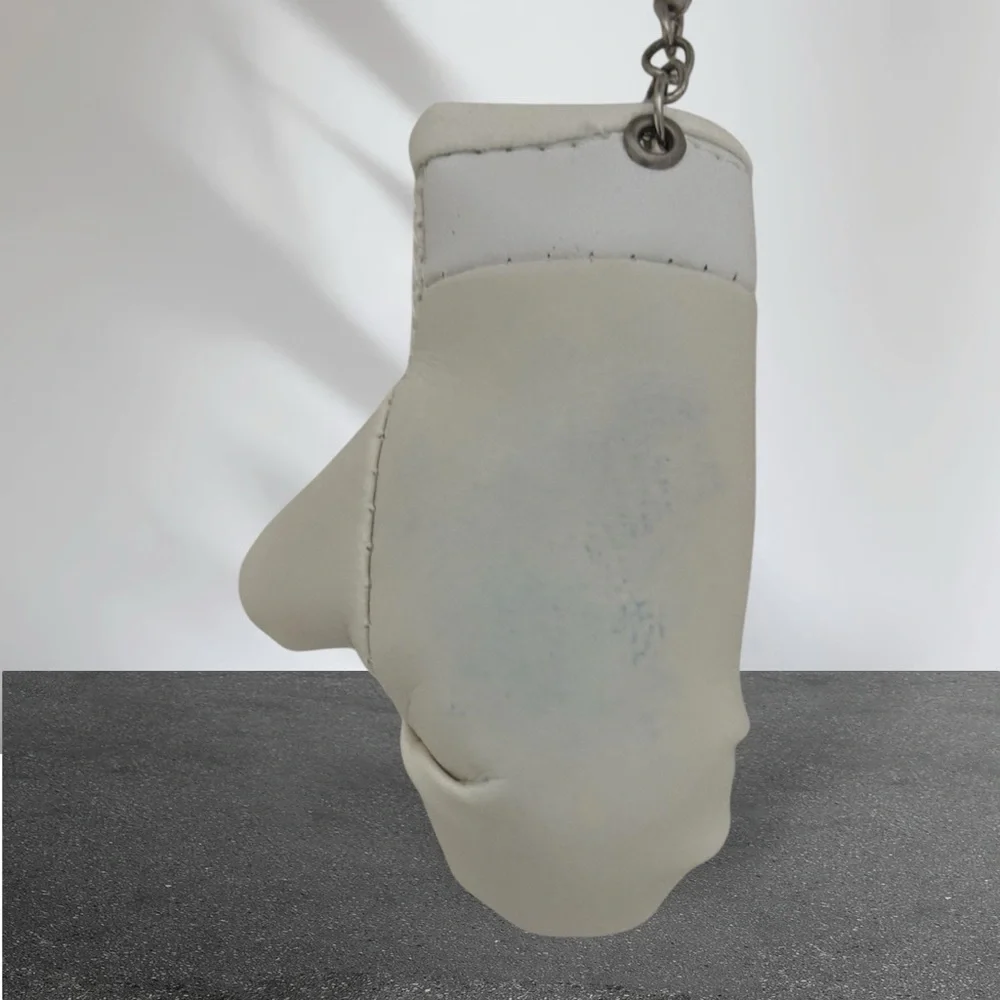 Sporty Mini Boxing Glove Keychain White/Silver